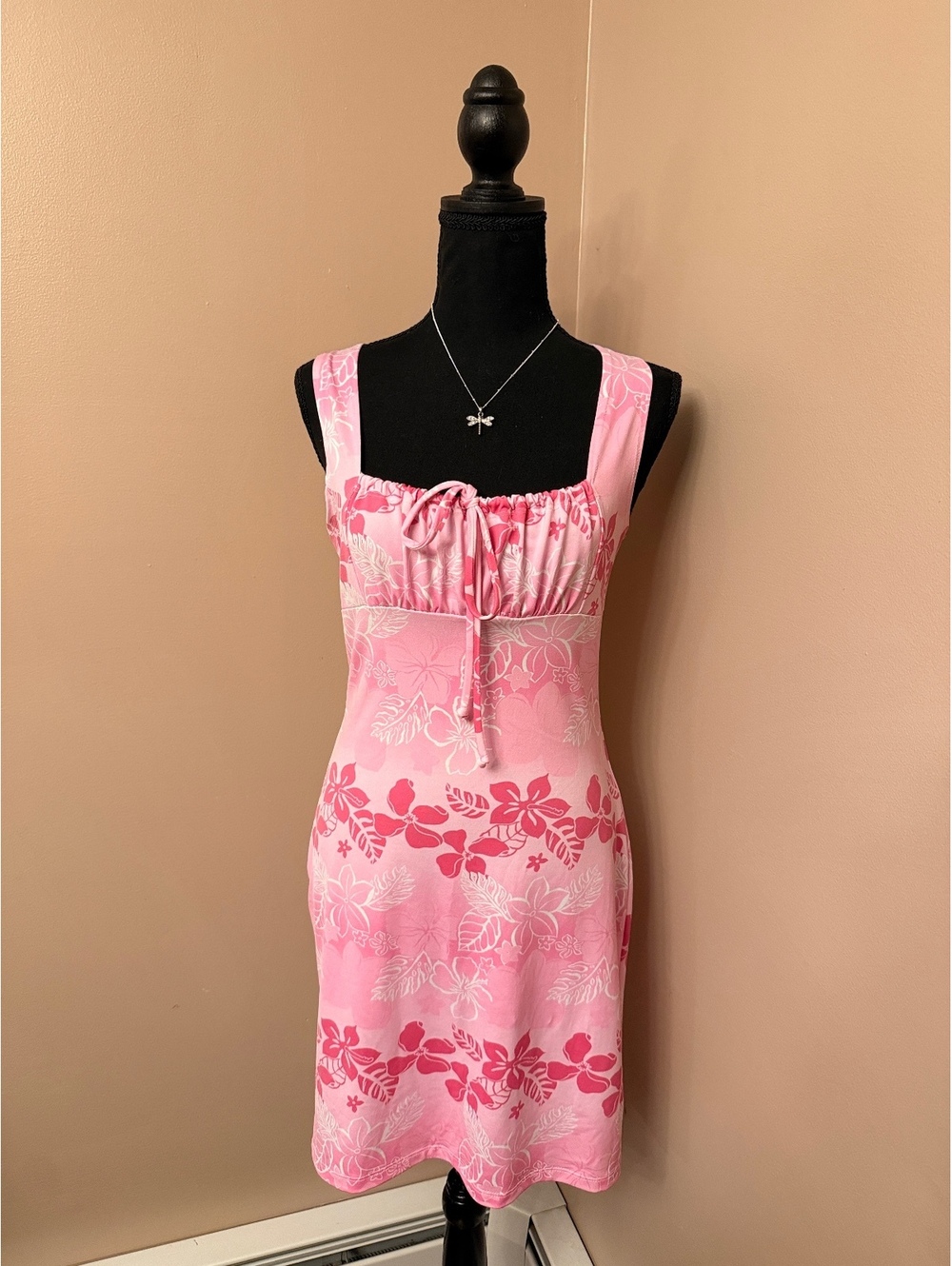 Taboo Pink Floral Sleeveless Dress Made in USA Size M